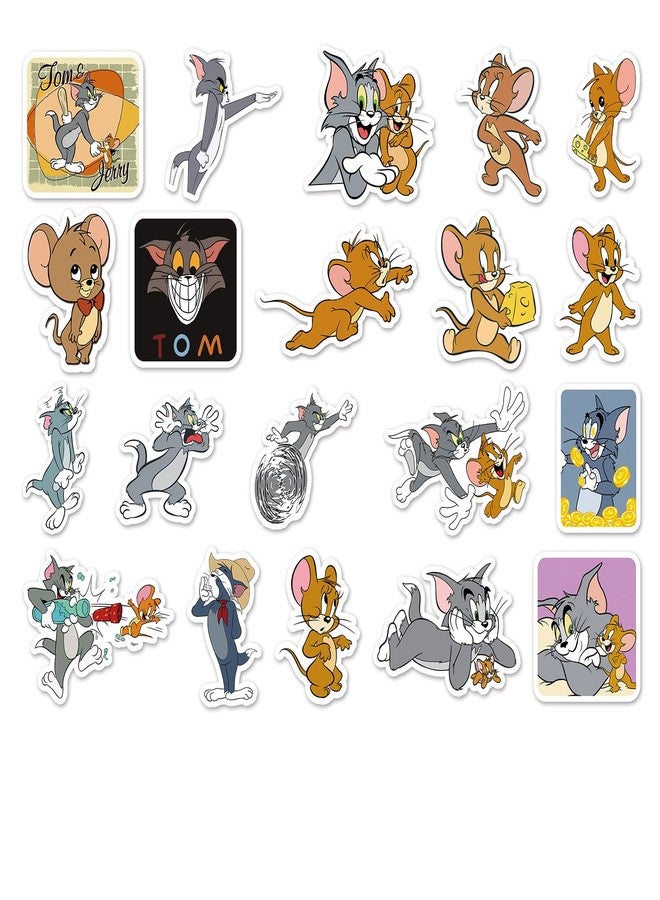 Ash & Roh Cute Cartoon Stickers for Kids, 50 Pcs Cute Stickers for Water Bottles - Cute Stickers Pack Gift for Kids Teen Birthday Party (Tom & Jerry) - Image 2